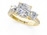 Yellow gold Three-Stone Cushion Cut Diamond Pavé Band with Four-Prong Setting_37
