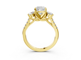Yellow gold Three-Stone Cushion Cut Diamond Pavé Band with Four-Prong Setting_39