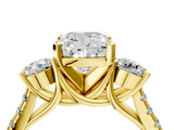 Yellow gold Three-Stone Cushion Cut Diamond Pavé Band with Four-Prong Setting_40
