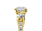 Yellow gold Three-Stone Cushion Cut Diamond Pavé Band with Four-Prong Setting_41