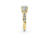 Yellow gold Three-Stone Cushion Cut Diamond Pavé Band with Prong Setting_5