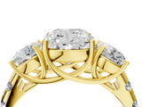 Yellow gold Three-Stone Cushion Cut Diamond Pavé Band with Prong Setting_7
