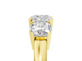 Yellow gold Three-Stone Cushion Cut Diamond Ring with Channel Set Band and Four-Prong Setting_11
