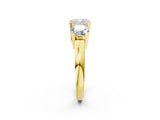 Yellow gold Three-Stone Cushion Cut Diamond Ring with Channel Set Band and Four-Prong Setting_20