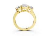 Yellow gold Three-Stone Cushion Cut Diamond Ring with Channel Set Band and Four-Prong Setting_21