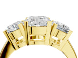 Yellow gold Three-Stone Cushion Cut Diamond Ring with Channel Set Band and Four-Prong Setting_22