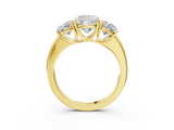 Yellow gold Three-Stone Cushion Cut Diamond Ring with Channel-Set Band and Four-Prong Setting_52