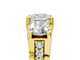 Yellow gold Three-Stone Cushion Cut Diamond Ring with Channel-Set Band and Four-Prong Setting_69