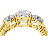 Yellow gold Three-Stone Cushion Cut Diamond Ring with Channel-Set Band and Prong Setting_10