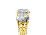 Yellow gold Three-Stone Cushion Cut Diamond Ring with Channel-Set Band and Prong Setting_11