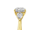 Yellow gold Three-Stone Cushion Cut Diamond Ring with Pear  Side Stones in Four-Prong Setting_17