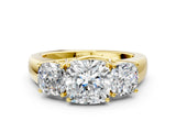 Yellow gold Three-Stone Cushion Cut Diamond Ring with Prong Setting and Classic Band_11