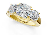Yellow gold Three-Stone Cushion Cut Diamond Ring with Prong Setting and Classic Band_12
