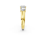 Yellow gold Three-Stone Cushion Cut Diamond Ring with Prong Setting and Classic Band_13