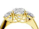 Yellow gold Three-Stone Cushion Cut Diamond Ring with Prong Setting and Classic Band_15