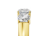 Yellow gold Three-Stone Cushion Cut Diamond Ring with Prong Setting and Classic Band_16