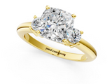 Yellow gold Three-Stone Cushion Cut Diamond Solitaire with Prong Setting and Classic Band_51
