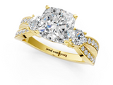 Yellow gold Three-Stone Cushion Cut Diamond Twist Band with Prong Setting_61