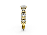 Yellow gold Three-Stone Cushion Cut Diamond Twist Band with Prong Setting_62