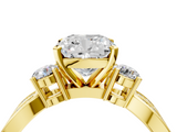 Yellow gold Three-Stone Cushion Cut Diamond Twist Band with Prong Setting_64