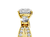 Yellow gold Three-Stone Cushion Cut Diamond Twist Band with Prong Setting_65