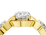 Yellow gold Three-Stone Cushion Cut Diamond Wave Pave Band with Prong Setting_13