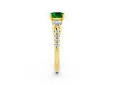 Yellow gold Three-Stone Cushion Cut Emerald Pavé Band with Four-Prong Setting_2