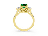 Yellow gold Three-Stone Cushion Cut Emerald Pavé Band with Four-Prong Setting_3