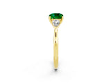 Yellow gold Three-Stone Cushion Cut Emerald Ring with Pear  Side Stones in Four-Prong Setting_14