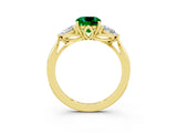 Yellow gold Three-Stone Cushion Cut Emerald Ring with Pear  Side Stones in Four-Prong Setting_39