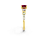 Yellow gold Three-Stone Cushion Cut Garnet Pavé Band with Four-Prong Setting_2