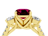 Yellow gold Three-Stone Cushion Cut Garnet Pavé Band with Four-Prong Setting_4