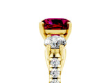 Yellow gold Three-Stone Cushion Cut Garnet Pavé Band with Four-Prong Setting_5