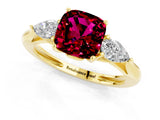 Yellow gold Three-Stone Cushion Cut Garnet Ring with Pear  Side Stones in Four-Prong Setting_13