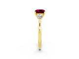 Yellow gold Three-Stone Cushion Cut Garnet Ring with Pear  Side Stones in Four-Prong Setting_14