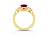 Yellow gold Three-Stone Cushion Cut Garnet Ring with Pear  Side Stones in Four-Prong Setting_39