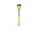 Yellow gold Three-Stone Cushion Cut Green Sapphire Pavé Band with Four-Prong Setting_2