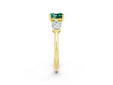 Yellow gold Three-Stone Cushion Cut Green Sapphire Ring with Pear Side Stones and Four-Prong Setting_2