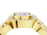 Yellow gold Three-Stone Cushion Cut Halo Pavé Diamond Ring_7