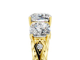 Yellow gold Three-Stone Cushion Cut Moissanite Braided Band Ring with Four-Prong Setting_17