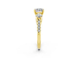 Yellow gold Three-Stone Cushion Cut Moissanite Pavé Band with Four-Prong Setting_2
