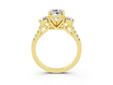 Yellow gold Three-Stone Cushion Cut Moissanite Pavé Band with Four-Prong Setting_3