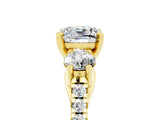 Yellow gold Three-Stone Cushion Cut Moissanite Pavé Band with Four-Prong Setting_5