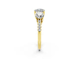 Yellow gold Three-Stone Cushion Cut Moissanite Ring with Pavé Band and Prong Setting_14