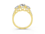 Yellow gold Three-Stone Cushion Cut Moissanite Ring with Pavé Band and Prong Setting_15