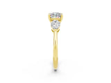 Yellow gold Three-Stone Cushion Cut Moissanite Ring with Pear Side Stones and Four-Prong Setting_2
