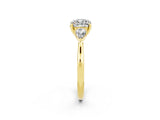 Yellow gold Three-Stone Cushion Cut Moissanite Ring with Pear  Side Stones in Four-Prong Setting_14