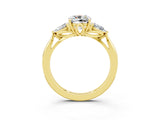 Yellow gold Three-Stone Cushion Cut Moissanite Ring with Pear  Side Stones in Four-Prong Setting_39