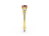 Yellow gold Three-Stone Cushion Cut Morganite Pavé Band with Four-Prong Setting_2