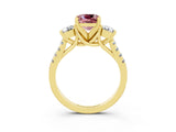 Yellow gold Three-Stone Cushion Cut Morganite Pavé Band with Four-Prong Setting_3